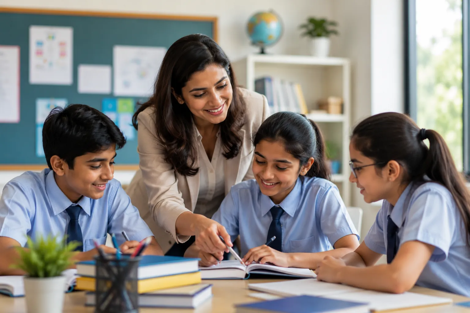 Teacher teaching students in classroom